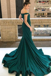 Dark Green Off the Shoulder Mermaid Evening Dress